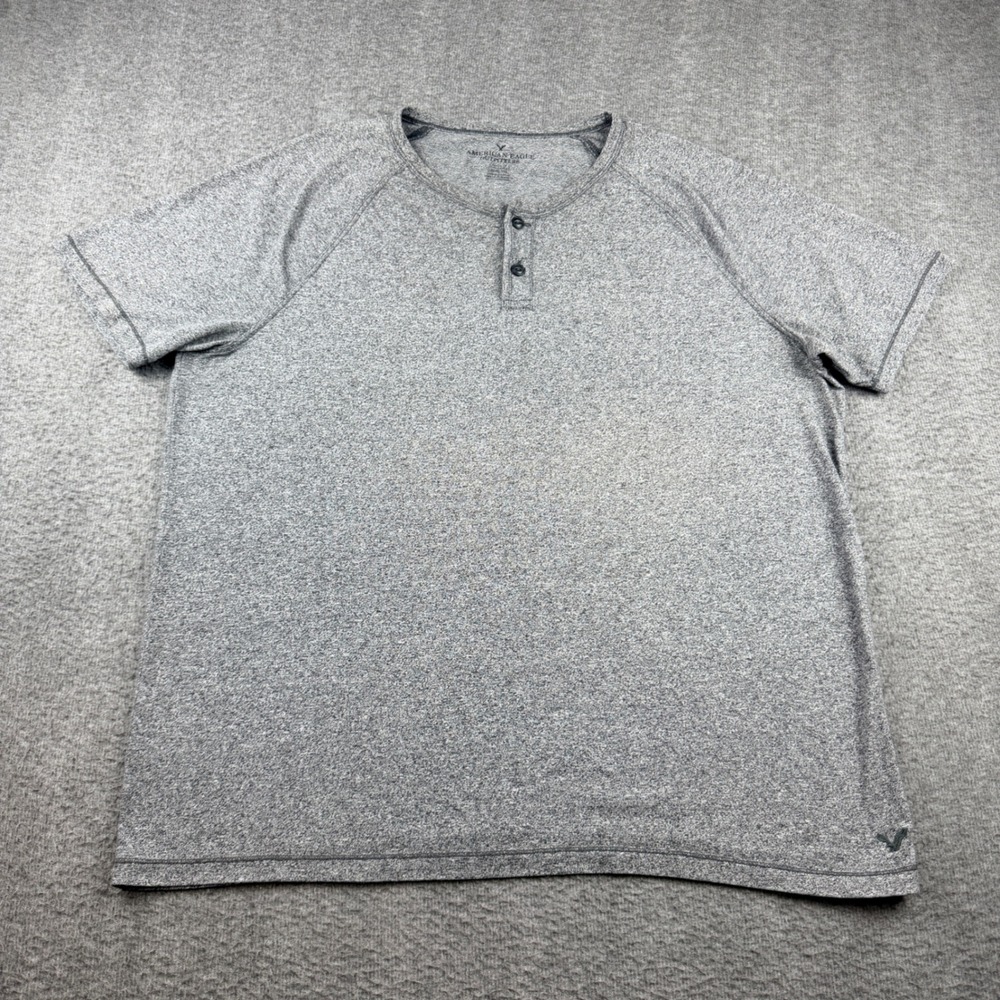 American Eagle Outfitters Men's XL Gray Henley Short Sleeve Shirt